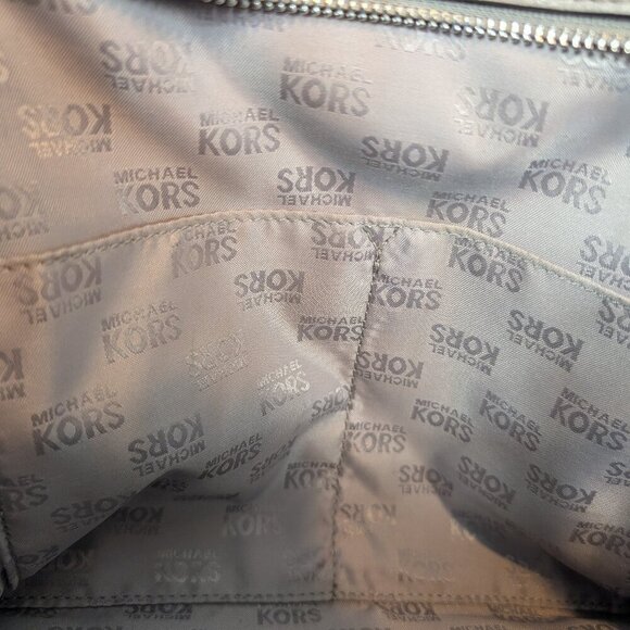 Michael Kors Sandrine Handbag Studded Pebble Leather Satchel Gray Crossbody EUC - Picture 10 of 10